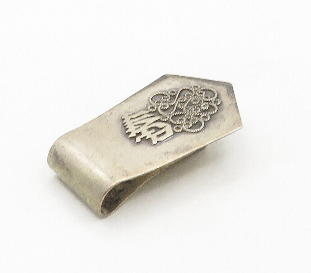 ISRAEL 925 Sterling Silver - Vintage Pretzel Twist Hebrew Money Clip - TR2207