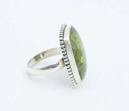 925 Sterling Silver - Peridot Cluster Square Fluted Cocktail Ring Sz 9 - RG8306