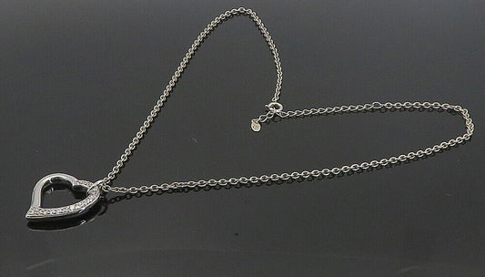 925 Sterling Silver - Cubic Zirconia Open Love Heart Chain Necklace - NE1368