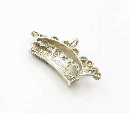 1 Of A KIND 925 Sterling Silver - Vintage Royal Crown Motif Pendant - PT13040