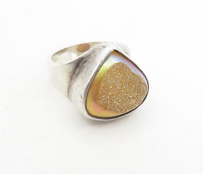 STARBORN 925 Silver - Vintage Metallic Druzy Stone Cocktail Ring Sz 7 - RG8754