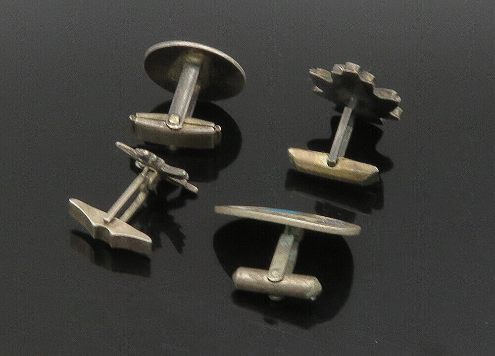 ZUNI NAVAJO 925 Silver - Vintage Multi-Stone Lot Single Cufflinks - TR3146