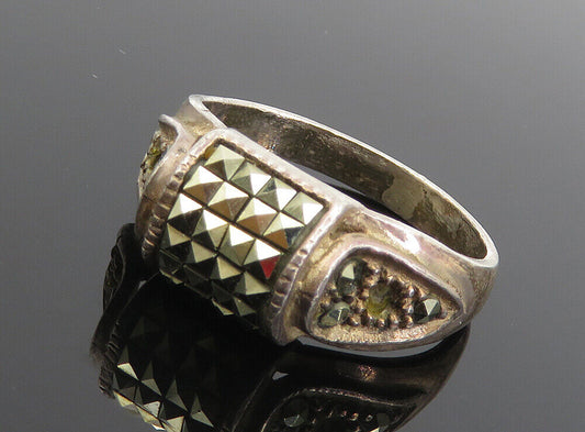 925 Sterling Silver - Vintage Marcasite Petite Dome Band Ring Sz 5.5 - RG8715