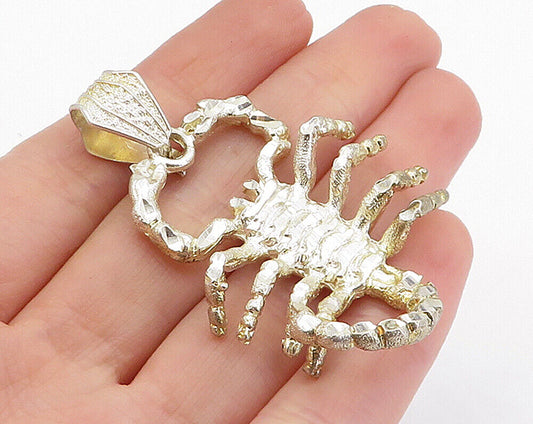 1 Of A KIND 925 Sterling Silver - Vintage Shiny Scorpion Motif Pendant - PT3403