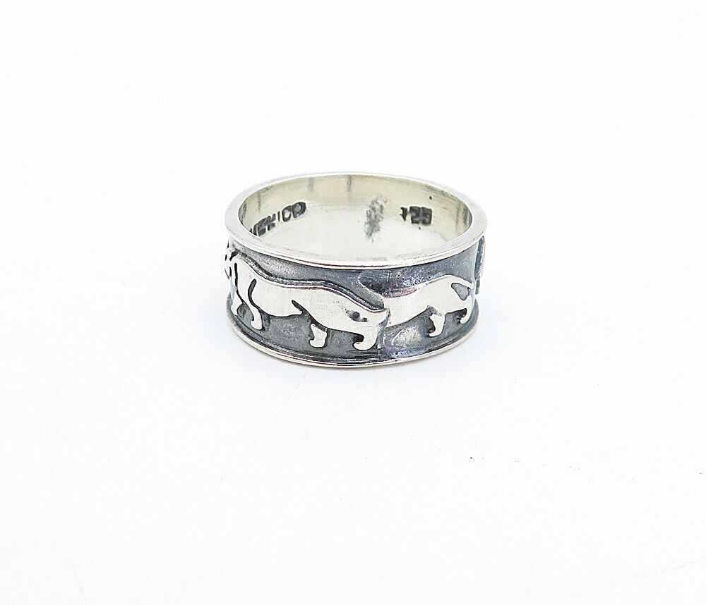 MEXICO 925 Sterling Silver - Vintage Oxidized Animal Band Ring Sz 6.5 - RG3861