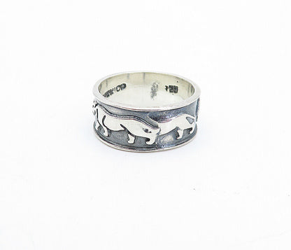 MEXICO 925 Sterling Silver - Vintage Oxidized Animal Band Ring Sz 6.5 - RG3861