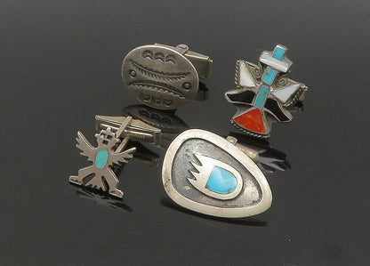 ZUNI NAVAJO 925 Silver - Vintage Multi-Stone Lot Single Cufflinks - TR3146