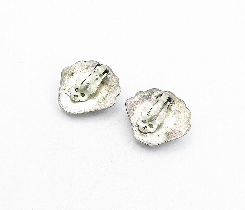 MEXICO 925 Sterling Silver - Vintage Scalloped Non Pierce Drop Earrings - EG4335