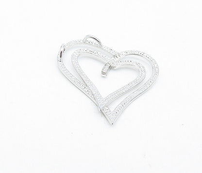 925 Sterling Silver - Shiny Polished Open Love Heart Slide Pendant - PT3310