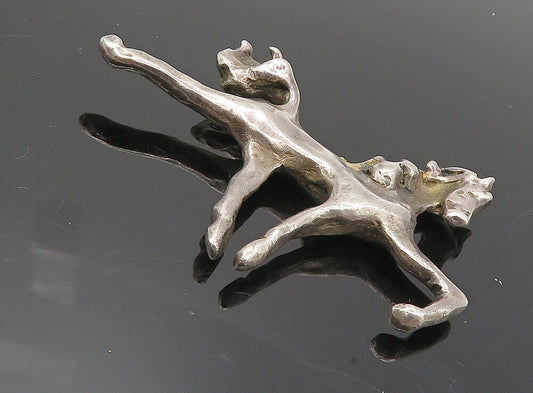 925 Sterling Silver - Vintage Dark Tone Sculpted Galloping Horse Trinket- TR1447