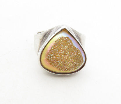 STARBORN 925 Silver - Vintage Metallic Druzy Stone Cocktail Ring Sz 7 - RG8754