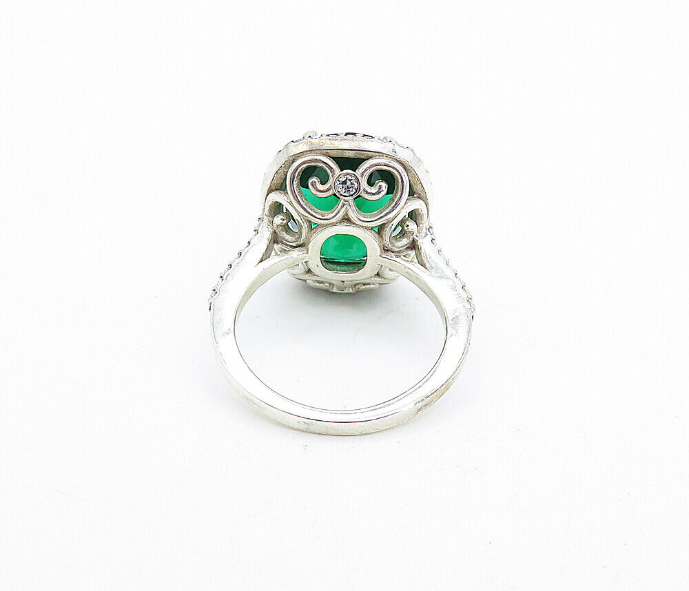 925 Sterling Silver - Peridot & Topaz Accent Swirl Cocktail Ring Sz 7.5 - RG5678