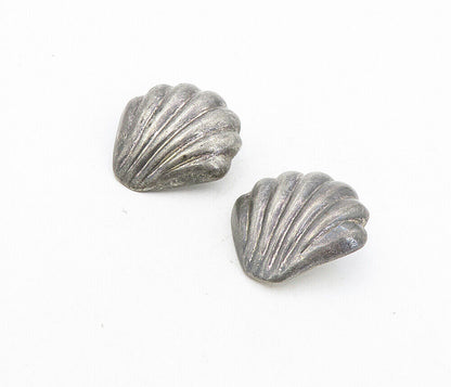 MEXICO 925 Sterling Silver - Vintage Scalloped Non Pierce Drop Earrings - EG4335