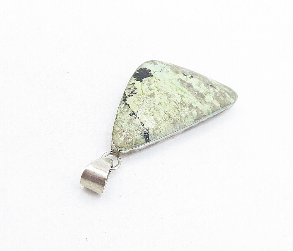 MEXICO 925 Sterling Silver - Vintage Minimalist Jasper Drop Pendant - PT4472