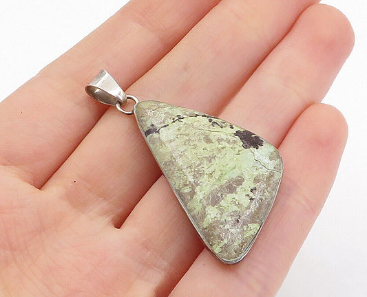 MEXICO 925 Sterling Silver - Vintage Minimalist Jasper Drop Pendant - PT4472