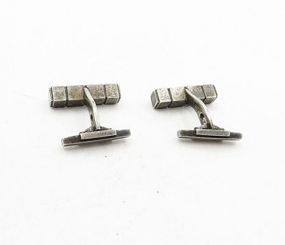 GEORG JENSEN 925  Silver - Vintage Oxidized Square Block Cuff Links - TR1160