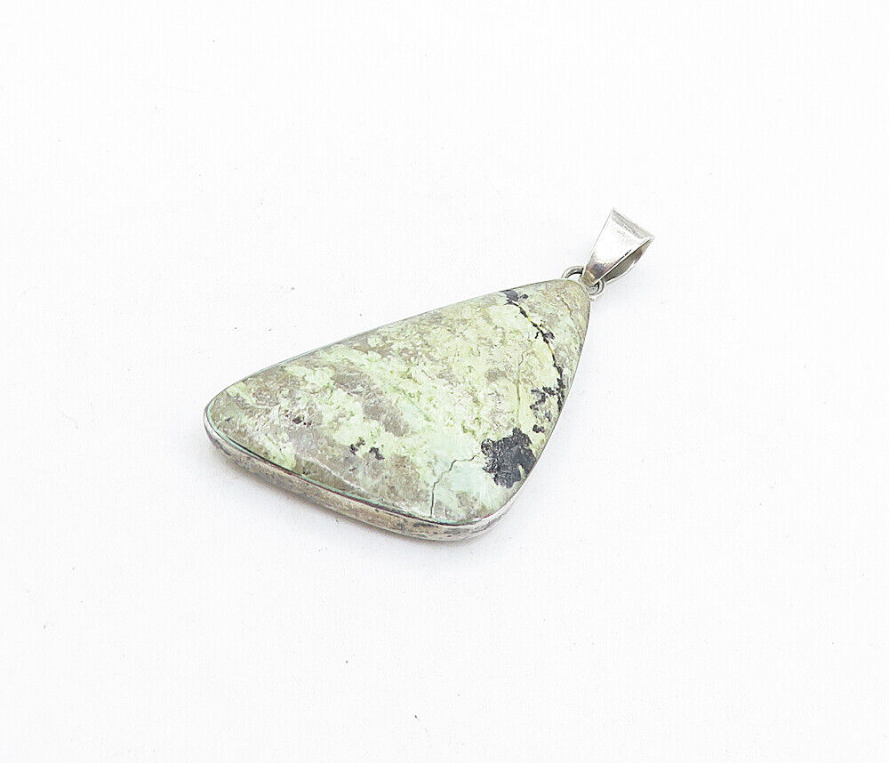 MEXICO 925 Sterling Silver - Vintage Minimalist Jasper Drop Pendant - PT4472