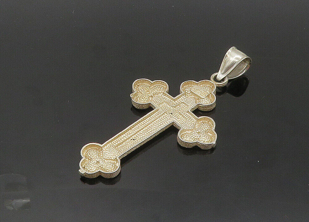 1 Of A KIND 925 Silver - Vintage Etched Detail Religious Cross Pendant - PT16837