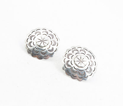 MEXICO 925 Sterling Silver - Vintage Etched Floral Pattern Drop Earrings- EG4469