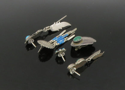 ZUNI NAVAJO 925 Silver - Vintage Multi-Stone Lot Single Earrings - EG11230