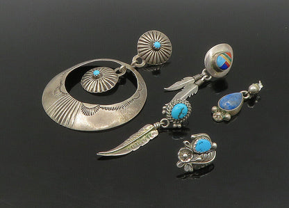 ZUNI NAVAJO 925 Silver - Vintage Multi-Stone Lot Single Earrings - EG11229