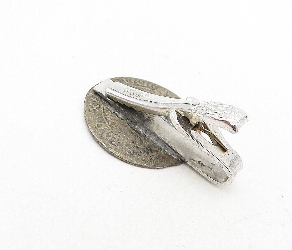 ROBBINS & CO. 925 Sterling Silver - Vintage Antique Oxidized Tie Clip - TR1396