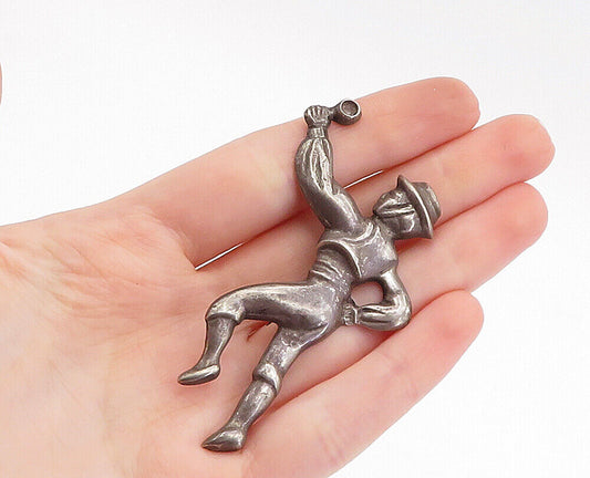 MEXICO 925 Sterling Silver - Vintage Antique Dancing Man Brooch Pin - BP1175