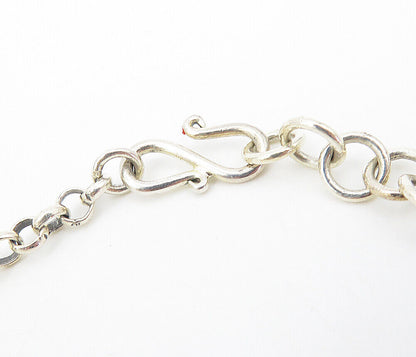 DOUG PAULUS 925 Silver - Vintage Shiny Hammered Detail Chain Necklace - NE1560