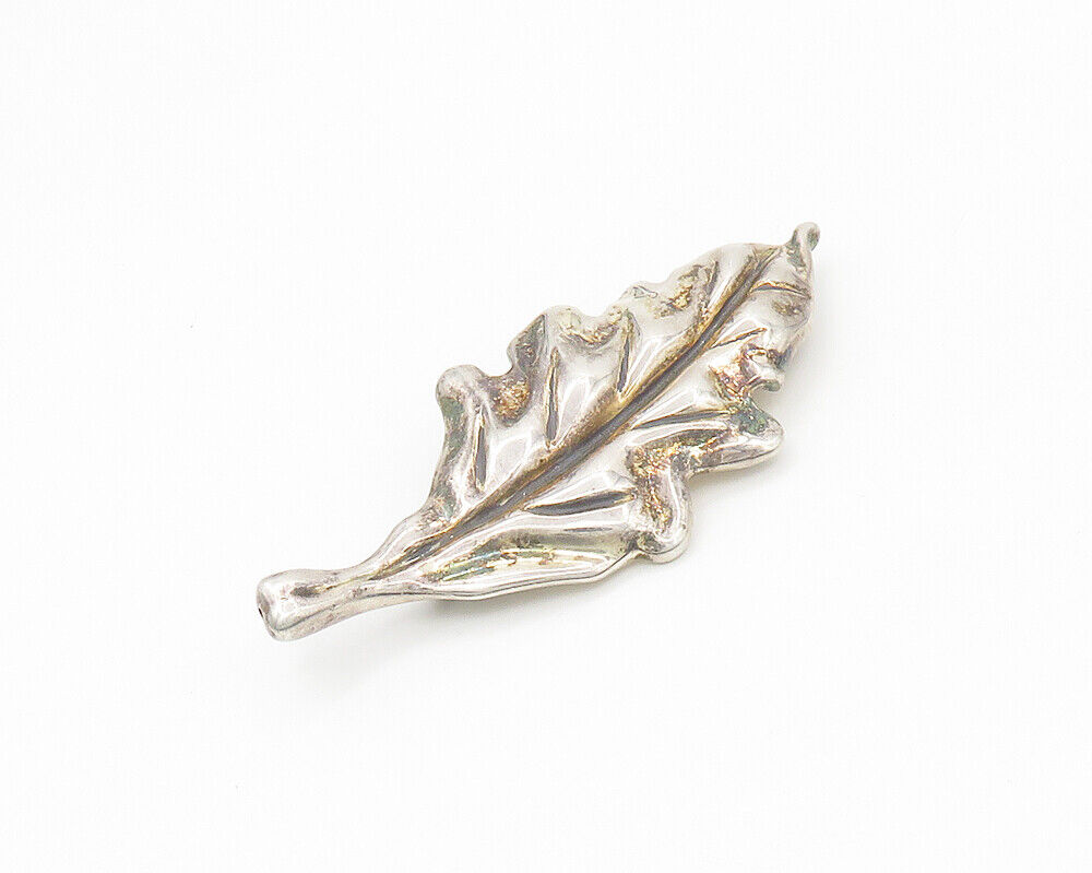 925 Sterling Silver - Vintage Shiny Single Floral Leaf Brooch Pin - BP6780