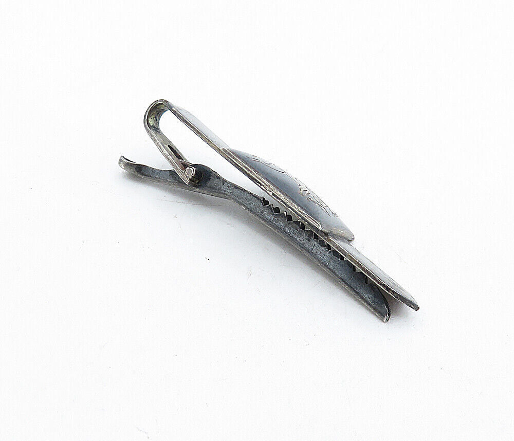 SIAM 925 Sterling Silver - Vintage Niello Man On Horse Tie Clip - TR1263