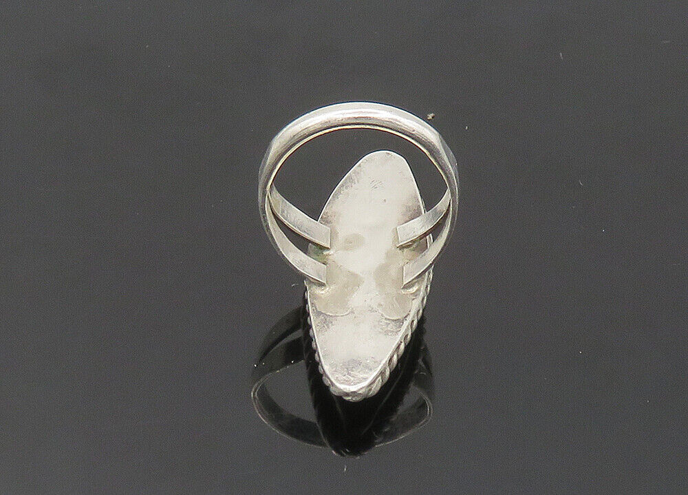 ZUNI 925 Silver - Vintage Mother Of Pearl Floral Cocktail Ring Sz 6.5 - RG20818