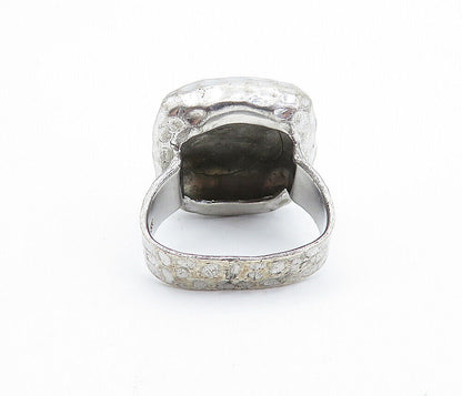 925 Sterling Silver - Vintage Hammered Square Dome Cocktail Ring Sz 5.5 - RG6464