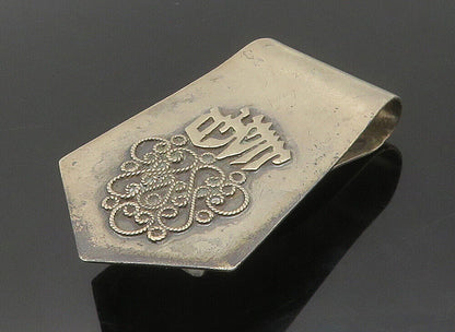 ISRAEL 925 Sterling Silver - Vintage Pretzel Twist Hebrew Money Clip - TR2207