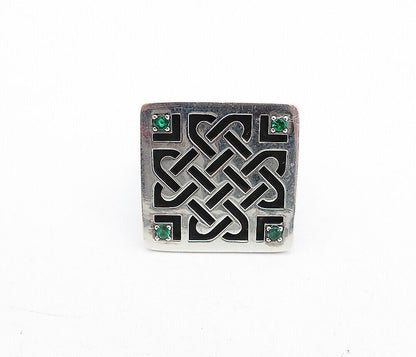 925 Sterling Silver - Peridot Accented Celtic Knot Cocktail Ring Sz 12 - RG5660