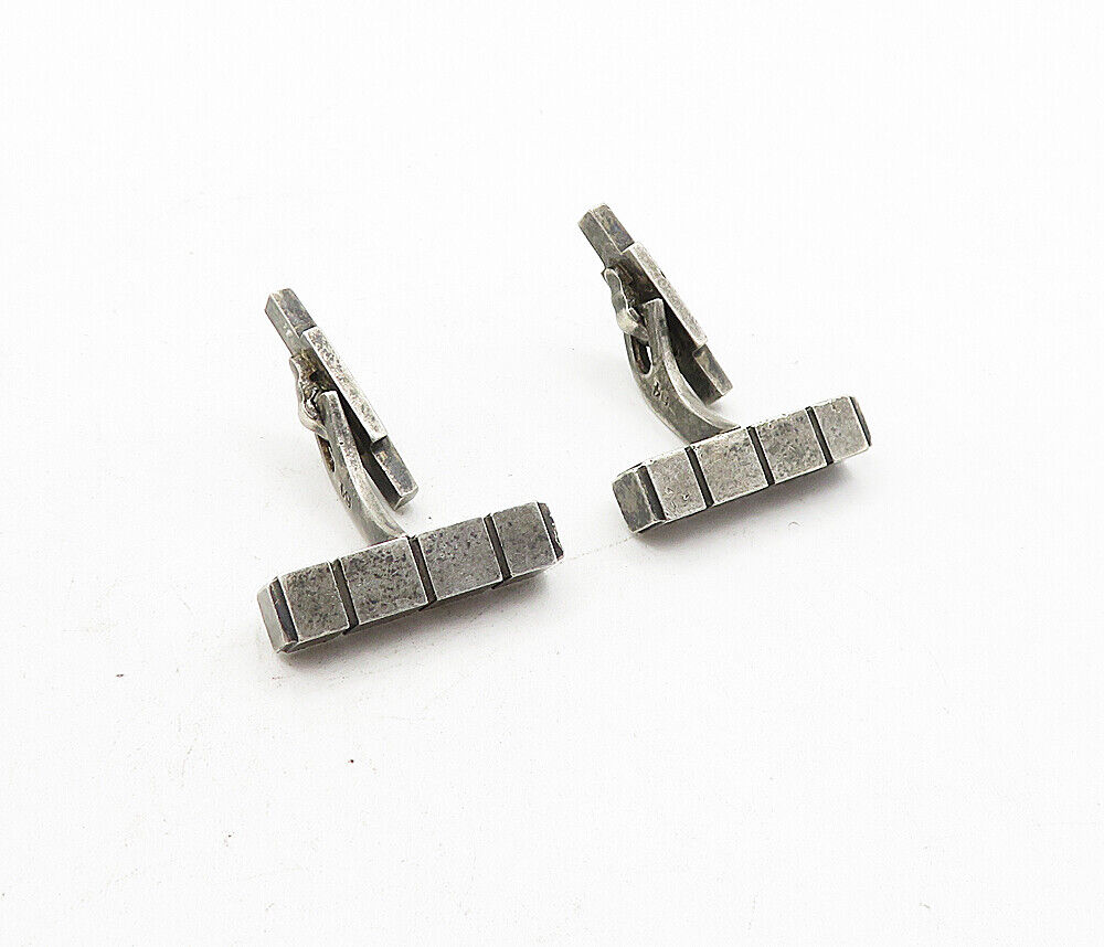 GEORG JENSEN 925  Silver - Vintage Oxidized Square Block Cuff Links - TR1160