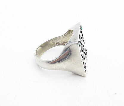 925 Sterling Silver - Peridot Accented Celtic Knot Cocktail Ring Sz 12 - RG5660